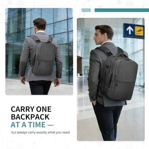 2-in-1 Travel Backpack for Men, Expandable 16" Laptop Backpack with Detachable Briefcase, Water-Resistant Carry-On Business Bag with USB-C, Gray - color: Gray