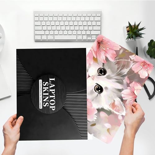 Universal Laptop Skin Sticker with 2 Wrist Pad Skins, Waterproof Scratch Resistant Vinyl Laptop Cover Decal, Cut to Fit for 11–15.6 Inch MacBook HP Dell Lenovo, Baby Cat Flowers - color: Baby Cat Flowers