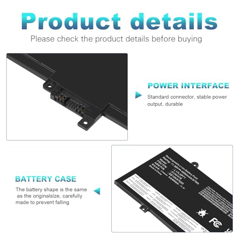Fancy Buying 01AV479 L17L3P71 L17M3P72 Laptop Battery for Lenovo ThinkPad T480S Series Notebook 01AV478 01AV480 01AV479 SB10K97621 SB10K97622 SB10K97620 11.58V/57Wh - size: 10.47*3.74*0.2inch L17L3P71