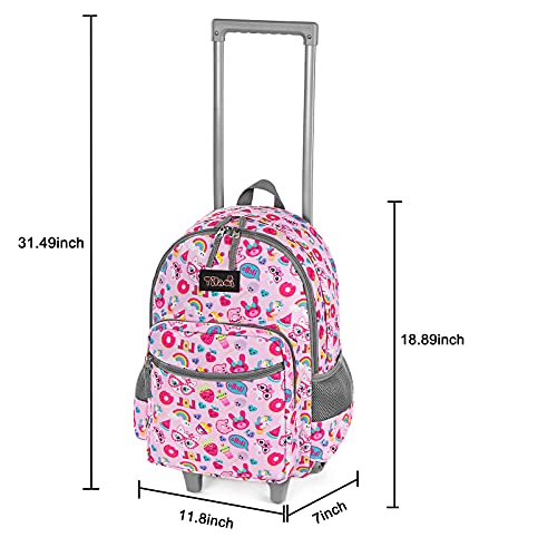Tilami Rolling Backpack 18 inch Double Handle with Lunch Bag Wheeled Kids Backpack for Girls and Boys, Pink Cat - color: Pink Cat