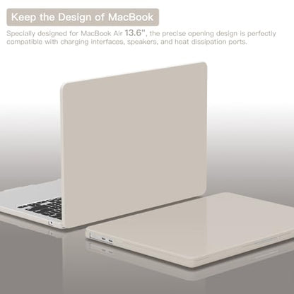 CISSOOK Compatible with MacBook Air 13.6 inch Case 2026 2025 2024 2023 2022 | A3449 A3240 A3113 A2681, 5in1 Set Hard Shell Case Keyboard Cover for MacBook Air 13 inch M2 M3 M4 M5, Beige - color: Air13.6inch-Beige