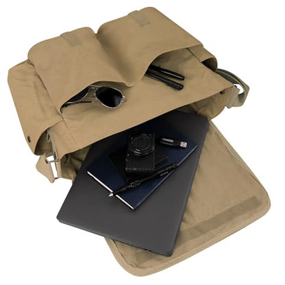 Rothco Classic Canvas Messenger Bag | Durable Canvas Shoulder Bag, Crossbody Designed For EDC, Travel, Commuting, Organized Storage And Dependable Carry - color: Khaki