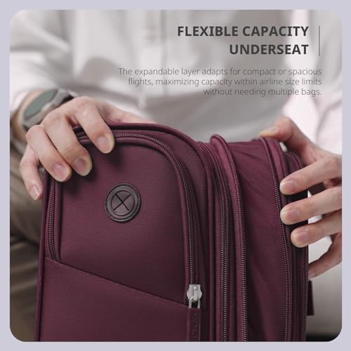 Verage Underseat Carry On Luggage with Wheels,16-Inch Rolling Underseat | Personal Item Bag,Airline Approved, Laptop Compartment, USB Charging Port - color: Grape red, size: 16-Inch Rolling Underseat