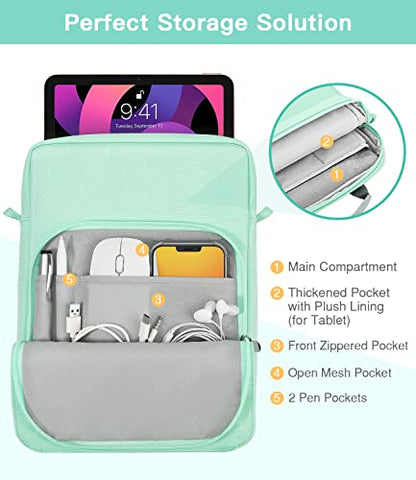MoKo 9-11 Inch Tablet Sleeve Bag Handle Carrying Case with Shoulder Strap | Fits iPad Pro 11-inch M4, iPad Air 11-inch M2, iPad 10th 10.9, iPad 9/8/7th 10.2 and Tab S8/S9 11, Mint Green - color: Mint Green, size: 9-11 inch