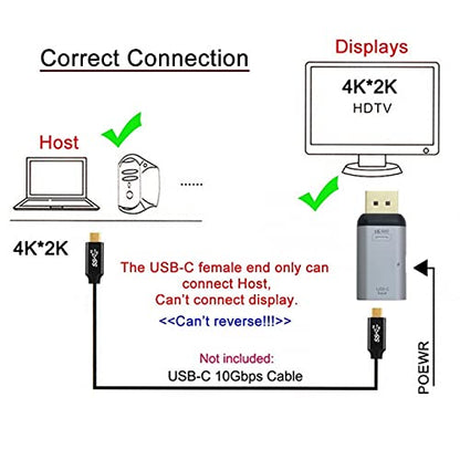 USB-C Type C Female Source to Displayport DP Sink HDTV & PD Power Adapter 4K 60hz 1080p for Phone & Laptop