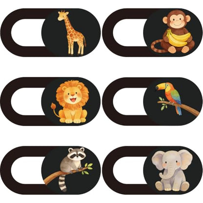 6Pcs 6 Styles Laptop Camera Cover Animals Theme Privacy Guard Accessories, 0.04 Inch Ultra Thin Webcam Cover Protector Blocker for Phone Desktop Computer Tablet Notebook Mini PC Office Use - color: Animals
