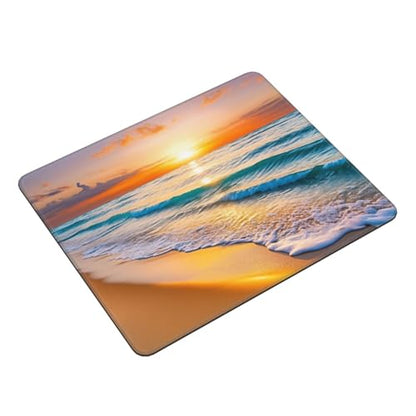 Beach Sunset Gaming Computer Keyboard Cute Mouse Pad with Anti-fray Stitching, Premium-Textured Alfombrilla para Mouse with Non-Slip Rubber Base, 10 x 12 inch - color: Beach Sunset