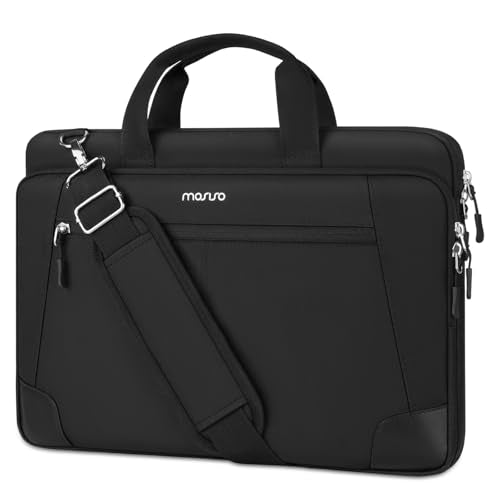 MOSISO Laptop Bag for Men 15.6 inch, 15-16 inch Large Computer Bag with Trolley Sleeve Compatible with MacBook Pro 16 inch/Air 15 inch, HP Dell Lenovo Acer Asus with Shoulder Strap & Handle, Black