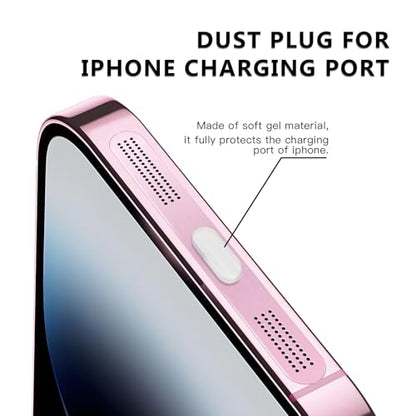 MysticHome for iPhone 17/16 Accessories, 5 Pcs Cell Phone Speaker Anti-Dust Plugs, 1 Pcs USB C Dust Plug, Compatible with Speaker Dust Cover,Pink - color: Pink