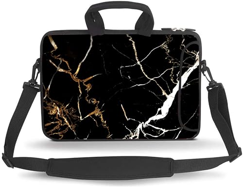 11 11.6 12 12.5 13 inches Case Laptop/Chromebook/Ultrabook/Notebook PC Messenger Bag Tablet Travel Case Neoprene Handle Sleeve with Shoulder Strap(Black Marble) - color: Black Marble, size: 11-13.3 inch