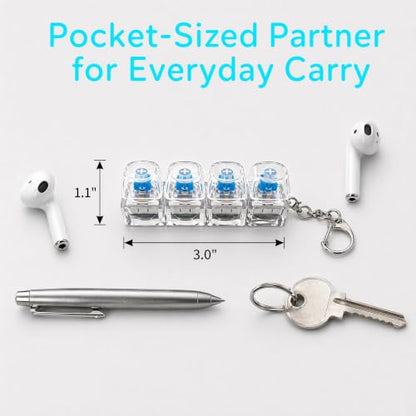 Keyboard Fidget Keychain, LED Clicker Fidget Toy, Sensory Stress Relief,2-Pack 4-Key Mechanical Switches, Crystal Rounded Keycaps, Adjustable LED Glow, DIY Stickers & Spare Keycaps Included