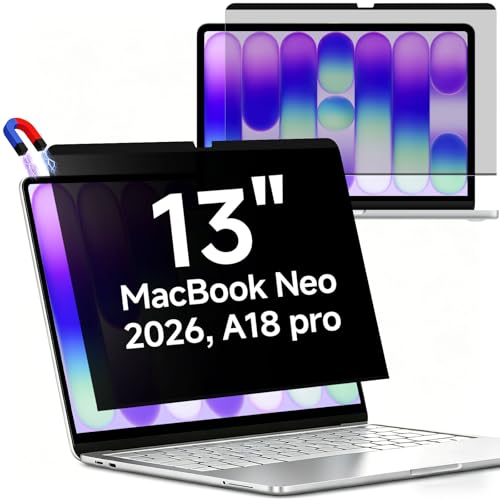 ZOEGAA MacBook Neo Privacy Screen, Magnetic Privacy Screen Protector for MacBook Neo 13 Inch (2026 A18 Pro), Anti-Glare Blue Light Blocking Filter for Office Coffee Shop Travel Work Study - size: Macbook neo 13 inch