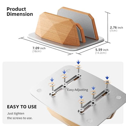 AFOOYO Vertical Laptop Stand - Dual Slots Wooden Adjustable Laptop Holder,Desktop Dock Compatible with All MacBook, Surface,Chromebook,Dell & More(Beechwood) - color: Beechwood