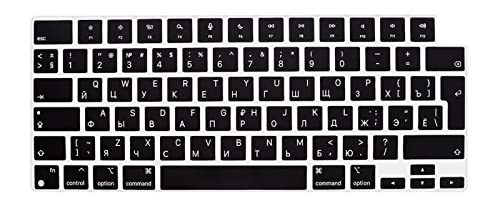 HRH Keyboard Cover Skin EU for MacBook Air 13”15"(M5-M2)&Pro 14”16"(M5-M1) | Russian,Black,2026-2021,A3426 A3427 A3434 A2992 A2918,Neo 13"A18,Precise Fit,Dust Proof,Waterproof,Durable,Keyboard Accessory - color: Russian