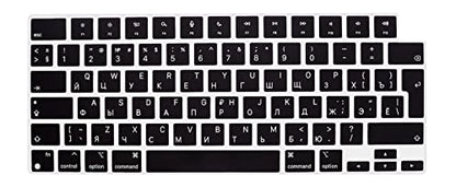 HRH Keyboard Cover Skin EU for MacBook Air 13”15"(M5-M2)&Pro 14”16"(M5-M1) | Russian,Black,2026-2021,A3426 A3427 A3434 A2992 A2918,Neo 13"A18,Precise Fit,Dust Proof,Waterproof,Durable,Keyboard Accessory - color: Russian