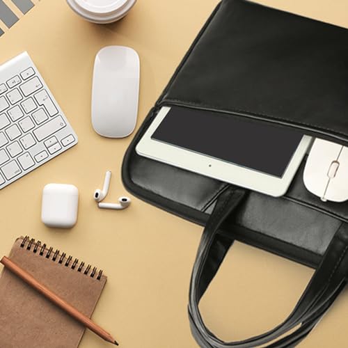 Tote Laptop Bag with Handles Zippers Organize for Notebook Computer Sleeve Handbag Bag Leather Laptop for Men - color: Black