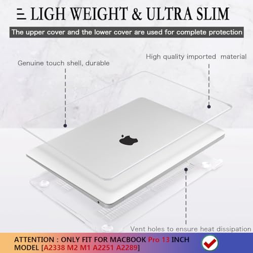 CISSOOK Compatible with MacBook Pro 13 Inch Case Clear M2 M1 | rystal Clear Hard Shell Case with Keyboard Cover for MacBook Pro 13 with Touch Bar A2338 A2251 A2289 2025-2020 -Transparent - color: Clear Transparent