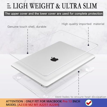 CISSOOK Compatible with MacBook Pro 13 Inch Case Clear M2 M1 | rystal Clear Hard Shell Case with Keyboard Cover for MacBook Pro 13 with Touch Bar A2338 A2251 A2289 2025-2020 -Transparent - color: Clear Transparent