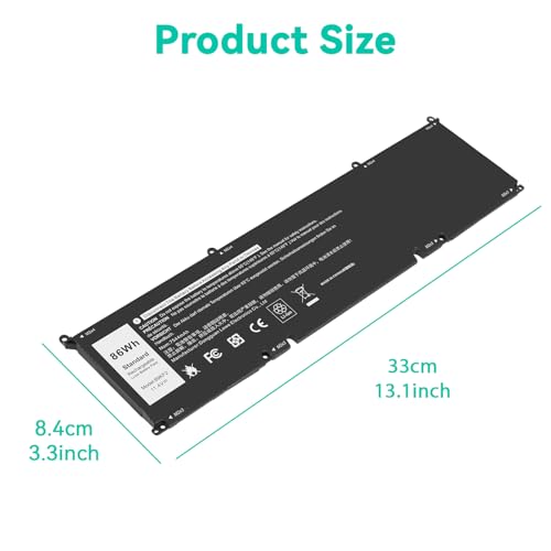 69KF2 Laptop Battery for Dell XPS 15 9500 9510 9520 Precision 5550 5560 5570 Alienware M15 M17 R3 R4,for Inspiron 7510 7610 P87F P91F,G15 5510 5511 5515 5520 5521,G7 7500 70N2F,M59JH,8FCTC, DVG8M - size: 69KF2 13.23 5.63 0.98