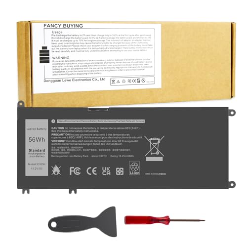 Fancy Buying 33YDH Laptop Battery for Dell Inspiron 17 7000 7778 7779 7786 7773 15 7577 G3 3579 3779 G5 5587 G7 7588 Latitude 13 3380 14 3490 15 3590 3580 Vostro 15 7580 7570 PVHT1 P30E 81PF3 081PF3 - size: 9.52*4.09*0.23inch 33YDH
