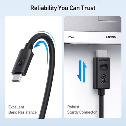 Cable Matters Unidirectional USB C to HDMI 2.1 Cable, 3ft, Black | 4K@240Hz / 8K@60Hz HDR, Max 4K@60Hz on macOS, Thunderbolt 5/4 and USB4 Compatible, for MacBook Pro/XPS/ThinkPad - size: 3 Feet