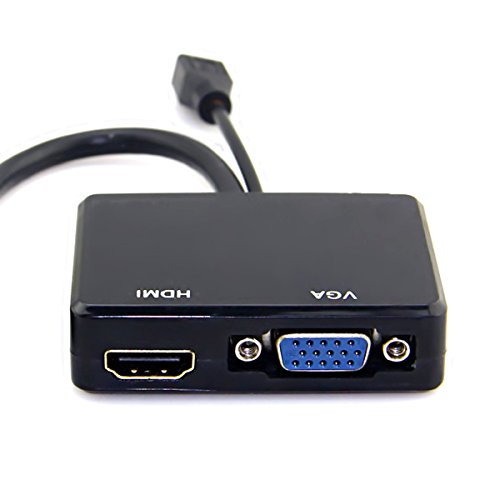 JSER HDMI to VGA & HDMI Female Splitter with Audio Video Cable Converter Adapter for HDTV PC Monitor - style: HDMI to HDMI+VGA