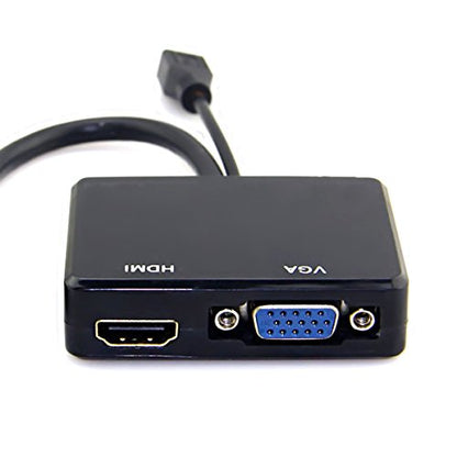 JSER HDMI to VGA & HDMI Female Splitter with Audio Video Cable Converter Adapter for HDTV PC Monitor - style: HDMI to HDMI+VGA