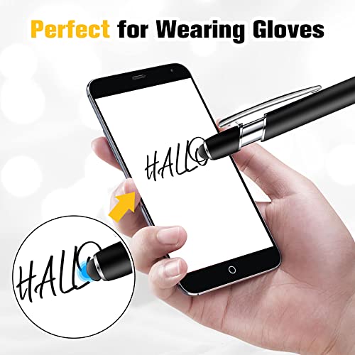 Zonon 38 Pieces Rubberized Ballpoint Pen with Stylus Tip Stylish Metal Pen Capacitive Styli with Soft Rubberized Grip, Black Ink for Most Devices(Black) - color: Black