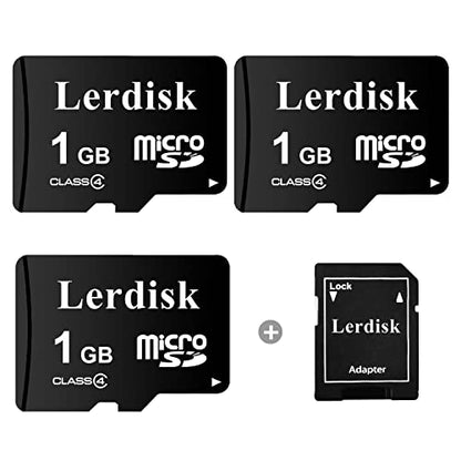 Factory Wholesale Micro SD Card 1GB Pack of 3 in Bulk MicroSD with Adapter Produced by Authorized Licencee (1GB) - size: 1GB Class4