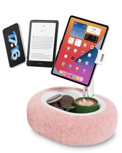 Viozon Tablet Pillow Stand,Kindle Pillow Stand, Compatible with 4-11" Tablet/Phone with Small Bowl, Kindle Holder Accessories,Idea for Reading and Video Watching On Bed,Pink - color: Pink