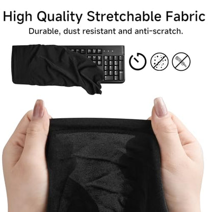 Keyboard Dust Cover for 75% 80% 96% Full Size PC Keyboards | Stretch Fabric Anti-Dust Keyboard Sleeve, Dustproof Protector Fits 14.9"x5.9" to 19.5"x7.5" Keyboards, Black, Size M - size: M