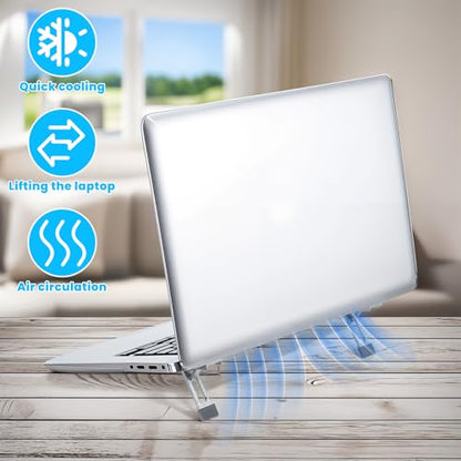 Mini Portable Laptop Stand for Desk, Portable Keyboard Riser Three Tilt Angle Adjustable Foldable Invisible Laptop Riser Self-Adhesive Computer Stand Feet for Most Keyboards (Silver, 2) - style: Silver
