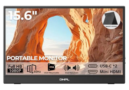 Portable Monitor for Laptop, 15.6-inch FHD 1080P 60Hz IPS Matte Screen, Laptop Screen Extension, USB-C & Mini HDMI, VESA Mount Support, Compatible with PC, MacBook, Switch, PS4/5, Xbox
