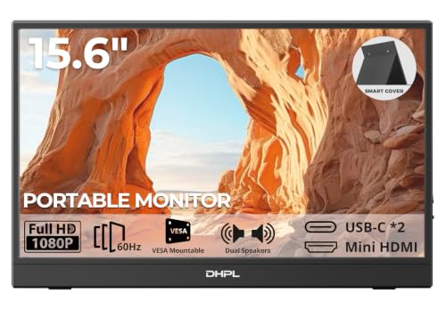 Portable Monitor for Laptop, 15.6-inch FHD 1080P 60Hz IPS Matte Screen, Laptop Screen Extension, USB-C & Mini HDMI, VESA Mount Support, Compatible with PC, MacBook, Switch, PS4/5, Xbox