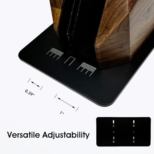Walnut Wood Vertical Laptop Stand, Dual Slot Wooden Laptop Holder Vertical for Desk, Width Adjustable Dock Compatible with MacBook Pro and Universal Gaming Laptops - color: Black