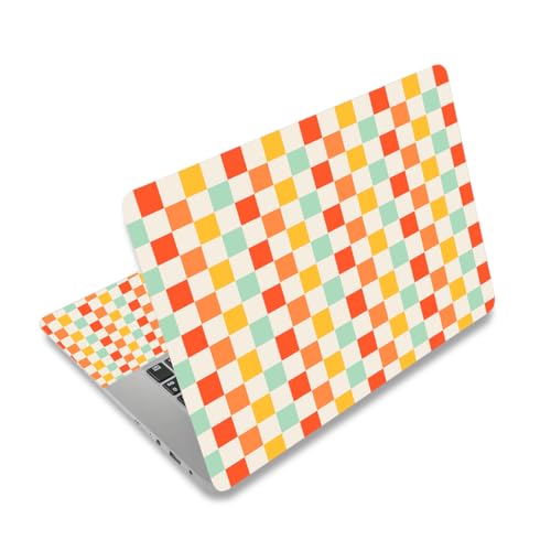 12.1 13 13.3 14 15 15.4 15.6 in Laptop Sticker Skin Decal, Stylish Netbook Skins for Notebook PC, Universal Vinyl Laptop Decor Decal Cover, Waterproof Art Protector I Orange Checkered Design - color: Orange Checkered Design