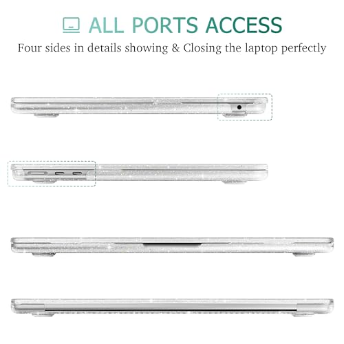 May Chen Case for MacBook Air 13/13.6-inch (M5/M4/M3/M2, 2022-2026 Models A3449 A3240 A3113 A2681), Lightweight | Closes Seamlessly | Ideal for Work Hard Shell Case, Clear Glitter - color: Clear Glitter