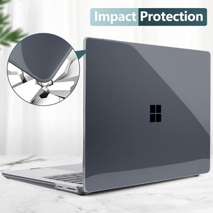 Crystal Clear Case for 15" Microsoft Surface Laptop 8 2026 for Business,Surface Laptop 2024 2025 (7th Edition), Lightweight Ultra-Slim Shell with Keyboard Cover, OTG Adapter, Black - color: Black