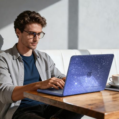 EooCoo for MacBook Neo Case 13 inch 2026, 100% Match Color, Sparkly Indigo | Lightweight, Protective Hard Shell Case & Keyboard Cover & Screen Film, Model A3404 with A18 Pro Chip - color: Sparkly Indigo