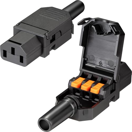2Pack 3 Pin Terminal Quick Connectors, 10A 250V IEC320 C13 Female Inline Power Plug Adapter Socket Connector - style: C13 Female