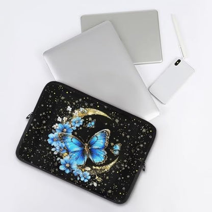 Blue Butterfly Moon 10 Inch Girls Women Laptop Sleeve Bag Computer Cover Zipper Tablet Carrying Case Protective Notebook Sleeves Briefcase Handbag for Travel/Business/School - color: Blue Butterfly Moon, size: 10 Inch