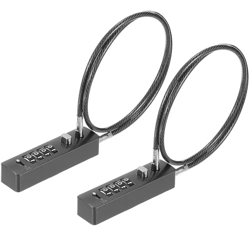 2 Pack Cable Locks, 23.6" Combination Cable Lock with 4-Digit Resettable Code, Lightweight Rope Lock for Small Bikes, Wardrobes, Fences, Refrigerators – Multi-Purpose Security (Gun-Grey) - color: Gun-Grey, size: 904T-23.6"-2 PACK