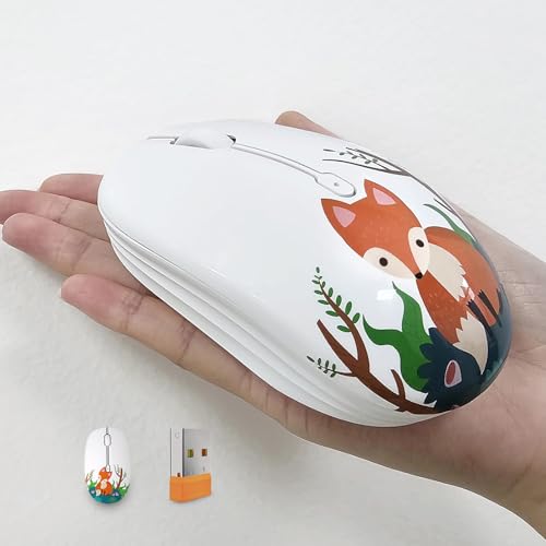 FMOUSE Cute Wireless Mouse, Bluetooth & 2.4GHz Dual Mode, Silent Click, AA Battery Powered, Kawaii for Kids Students Teen Girls, Compatible with Laptop Mac iPad PC (Fox) - color: Fox