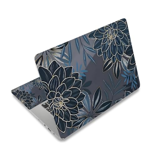 Laptop Decal Sticker Skin Cover, 12" 13.1" 13.3" 14" 15" 15.4" 15.6" Laptop Netbook Vinyl Art Skin Sticker Cover Notebook PC Protector (2 Wrist Pad Included), Removable Reusable, Dahlia Flowers - color: Dahlia Flowers