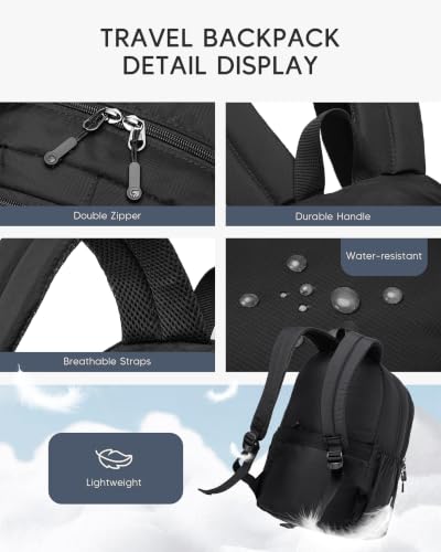 Airlines Personal Item Bag 17x10x9 Travel Backpack Carry On Flight Approved Lightweight Causal Bookbag for College (Black) - color: Black