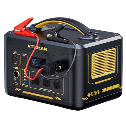 VTOMAN Jump 1800 Portable Power Station &12V Car Jump Starter, 1548Wh LiFePO4 Battery Solar Generator with Jumper Cable, 1800W 3xAC Outlets, 2xPD 100W for Camping Roadside Rescue - style: JP1800+Jumper Cables