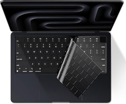 EooCoo Premium Keyboard Cover Skin Protector, Laptop Accessories Compatible with 2026 2025 2024 2023 2022 2021 M5/M4/M3/M2/M1 Pro/Max MacBook Pro 14/16, M5-M2 MacBook Air 13/15, MacBook Neo, Black - color: Tinted Clear