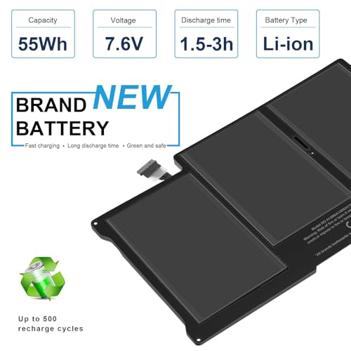 ASUNCELL A1466 A1405 Laptop Replacement Battery for MacBook Air 13 inch A1466 (Mid 2012, Mid 2013, Early 2014, Early 2015,2017) A1369(Late 2010, Mid 2011 Version) 7.6V 55Wh - color: A1466