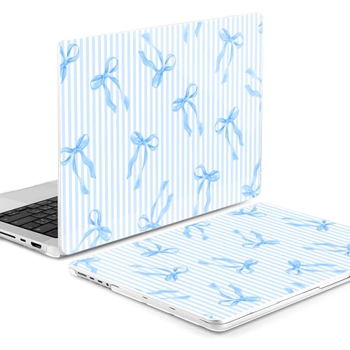 MEEgoodo Case for MacBook Pro 16 inch 2026 2024 2023 2021,Laptop Shell Compatible with M5 M4 M3 M2 M1 Pro/Max Chip,Fit Model A3429/A3428/A3403/A3186/A2991/A2780/A2485,Blue Stripes&Bows - color: Blue Stripes&Bows