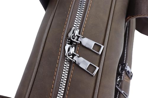 Vintage Faux Leather Briefcase: 15.6" Roomy/17 Compact Laptop Messenger Bag for Men - Crossbody Business Travel Satchel